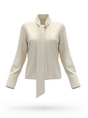 Jones New York Elegant Cream Tie-Neck Blouse women’s Size 10